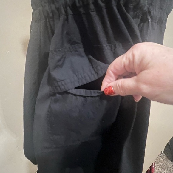 Donna Karan  Black 100% Cotton Shark Bite Hem Bubble Skirt, drawstring, Large - Picture 8 of 10